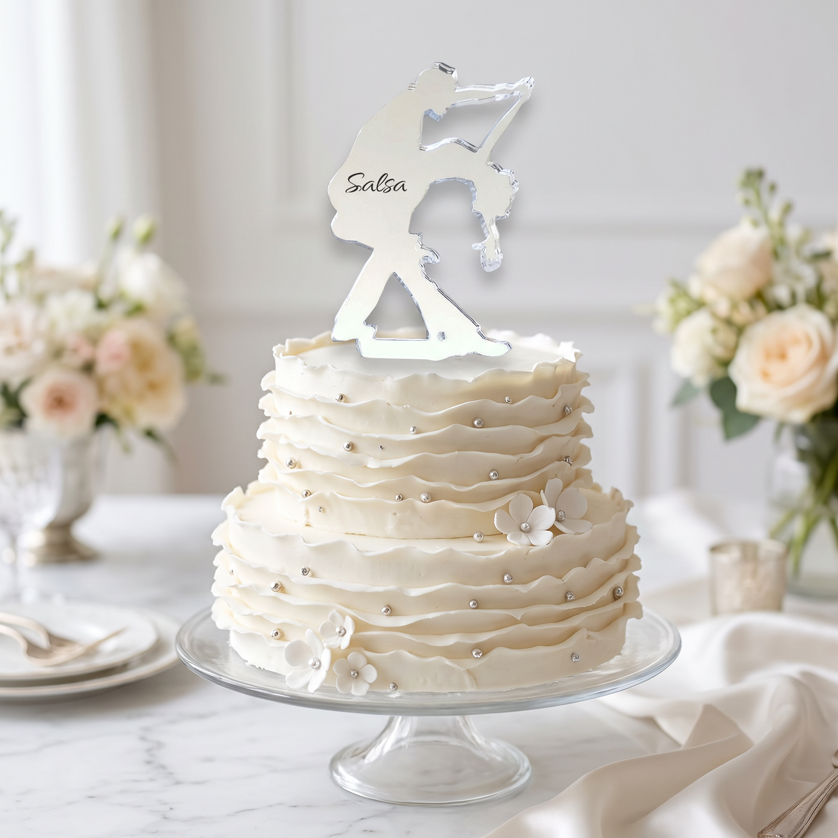 Custom Salsa Dancer Wedding Cake Topper Personalized Acrylic