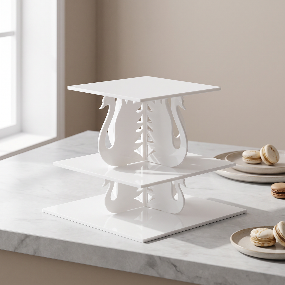 Swan Square Cake Pillars for Tiered Cake Construction