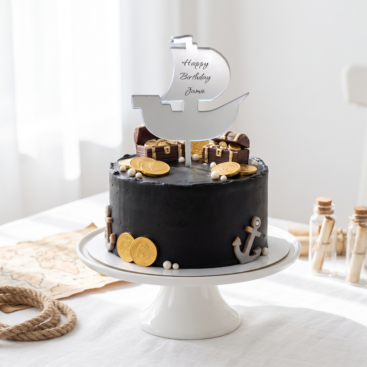 Custom Pirate Ship Cake Toppers for Birthday Cupcake Decorations