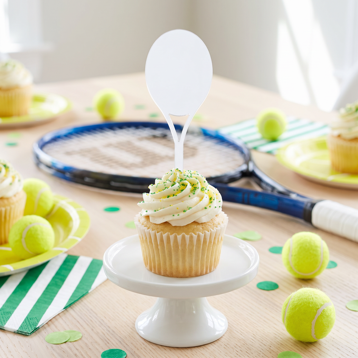 Tennis Racket Cupcake Toppers for Tennis Themed Party Decorations