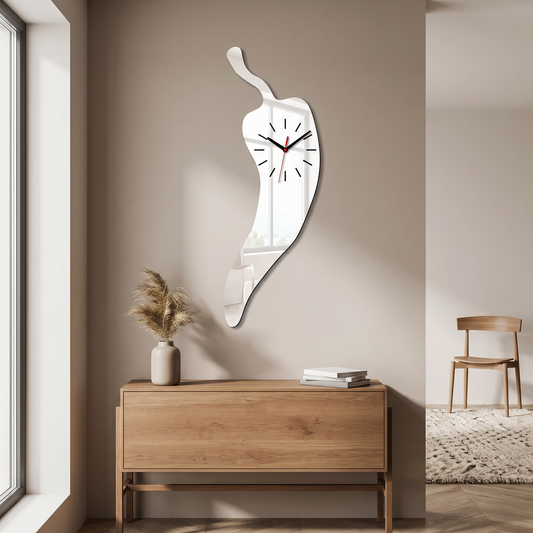 Chilli Shaped Wall Clock - Decorative Kitchen Timepiece