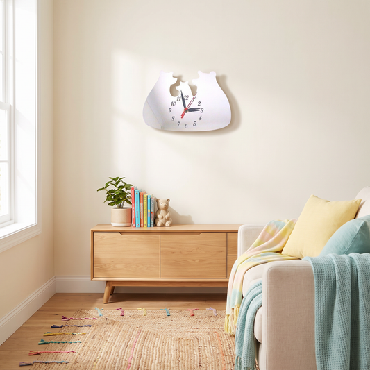 Bear-Shaped Wall Clock for Kids Room