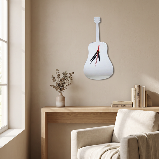 Acoustic Guitar Shaped Wall Clock for Musicians