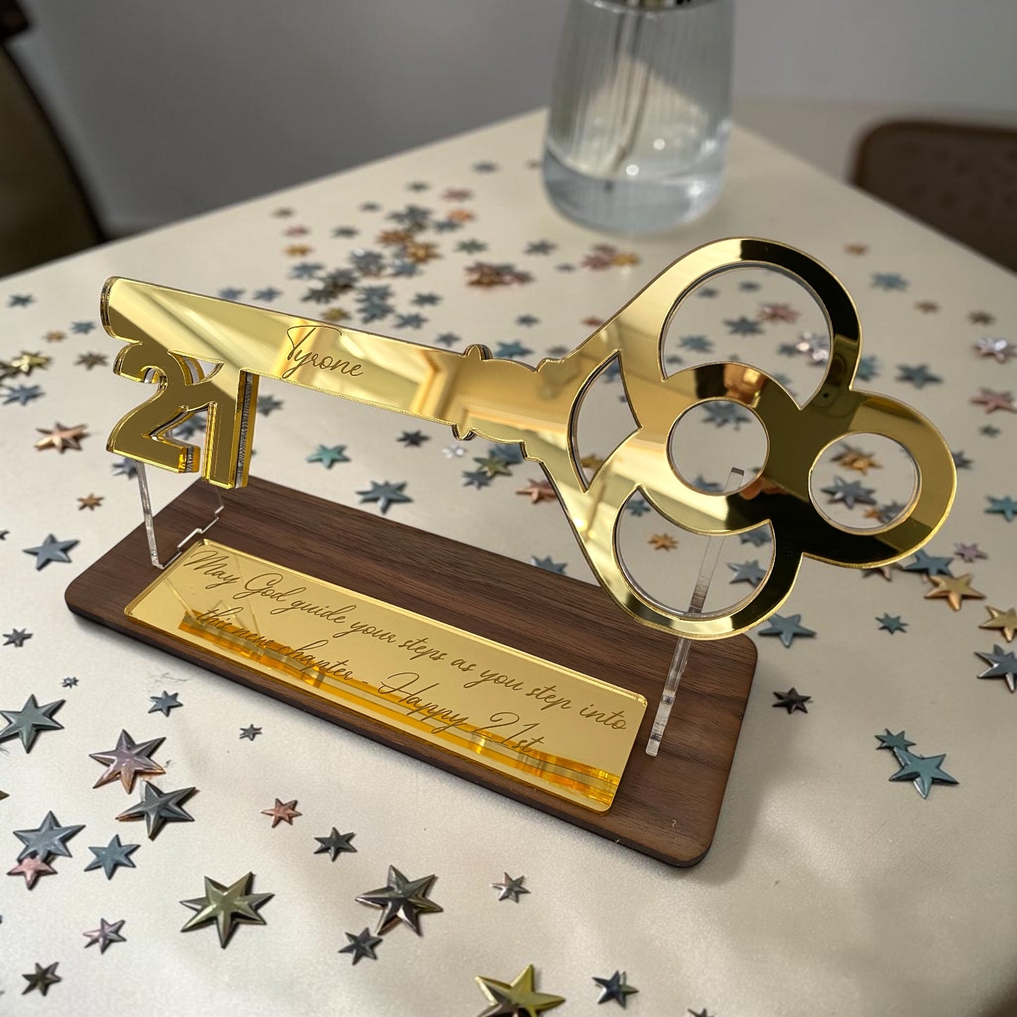 Celebration Award / Birthday Age or Retirement 3D Key presentation Stand Personalized Gift