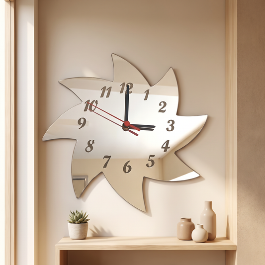 Spiral Star Shaped Wall Clock - Decorative Modern Decor