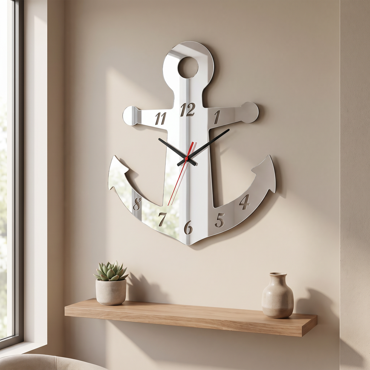 Anchor Shaped Wall Clock for Nautical Home Decor