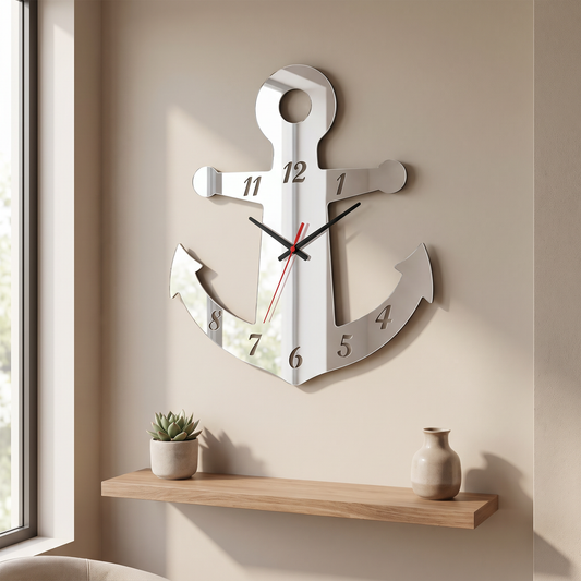 Anchor Shaped Wall Clock for Nautical Home Decor