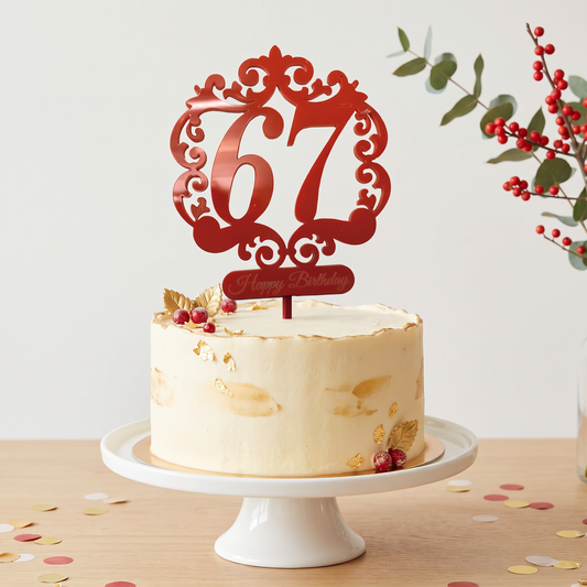 Wooden Happy Birthday Cake Topper for Milestone Age Celebrations