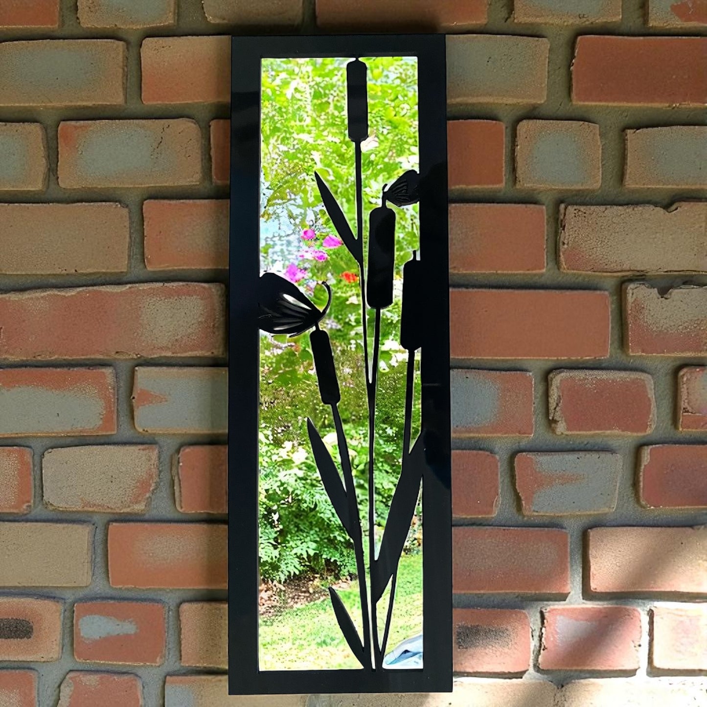 Bulrushes Rectangular Framed Garden Mirror