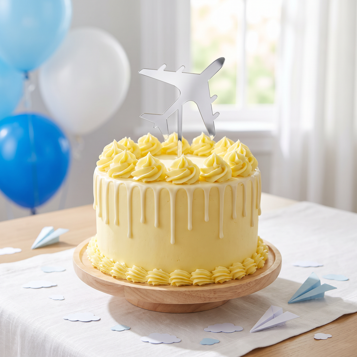 Airplane Shaped Cake Topper for Birthday Party Decorations