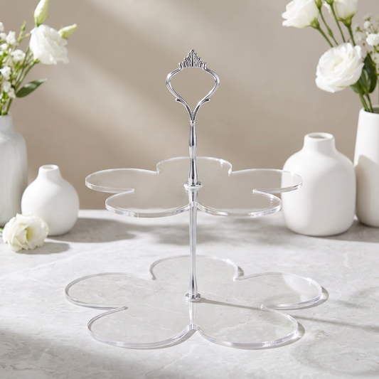 Two-Tier Daisy Cake Stand for Dessert Display