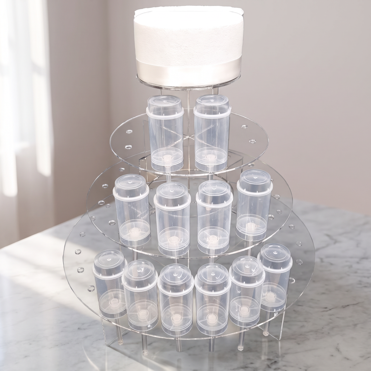 4-Tier Acrylic Cake and Push Pop Display Stand for Parties