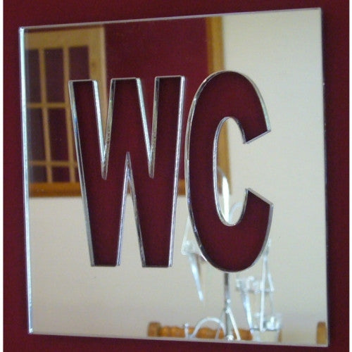 WC Toilet Sign - Square - Mirrored