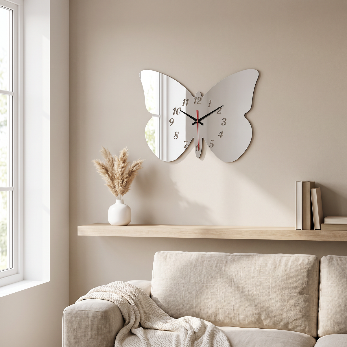 Butterfly Shaped Wall Clock - Decorative Acrylic Home Decor