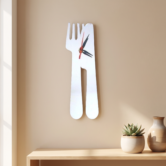 Knife and Fork Kitchen Wall Clock - Modern Cutlery Design