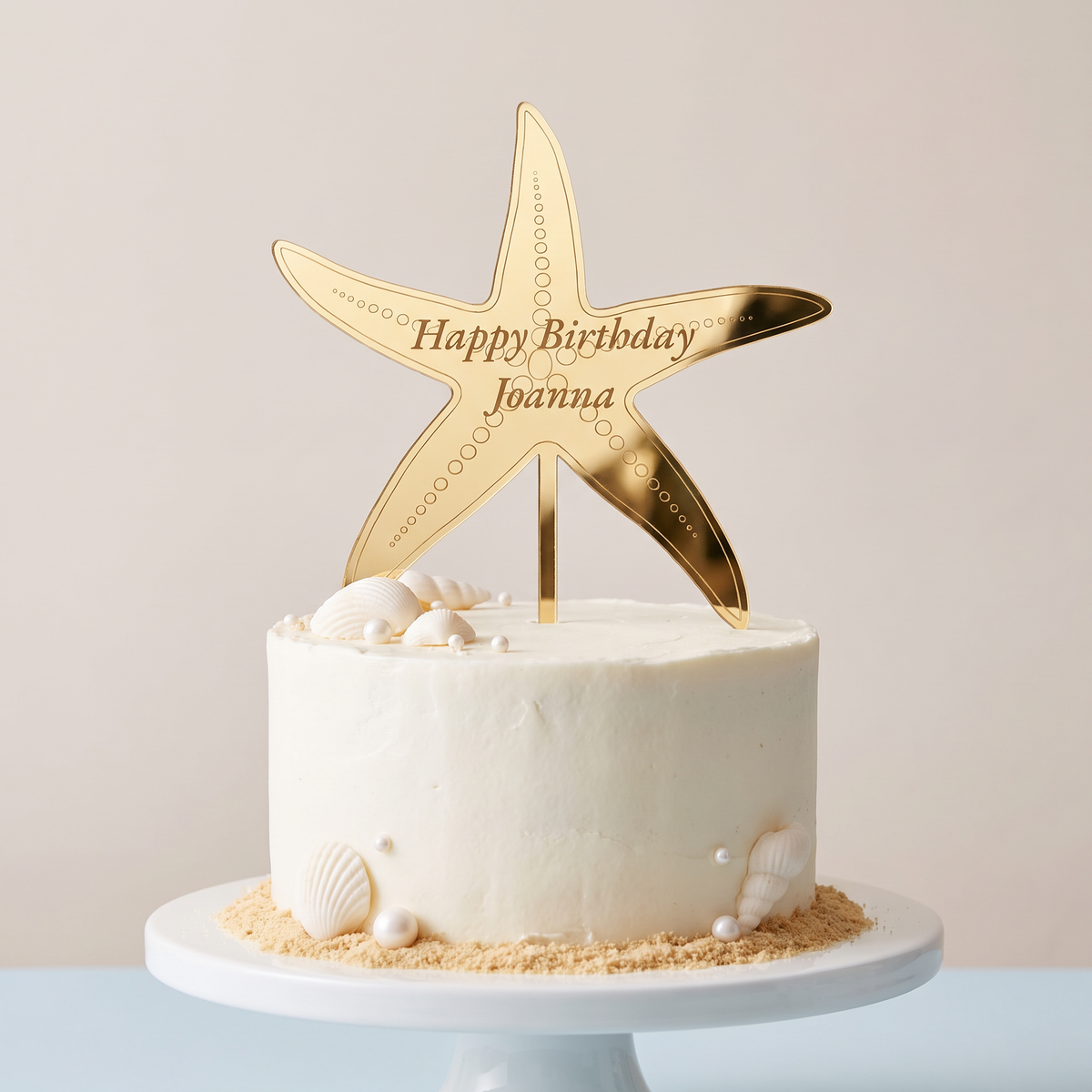 Etched Starfish Cake Topper for Beach Themed Parties