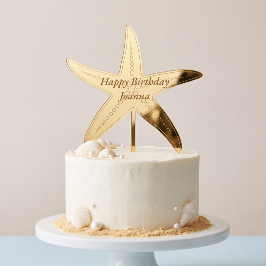 Etched Starfish Cake Topper for Beach Themed Parties