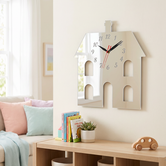 Dollhouse Shaped Wall Clock for Kids Room