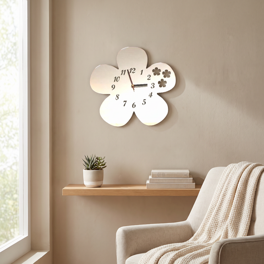 Daisy Shaped Wall Clock - Decorative Floral Home Decor