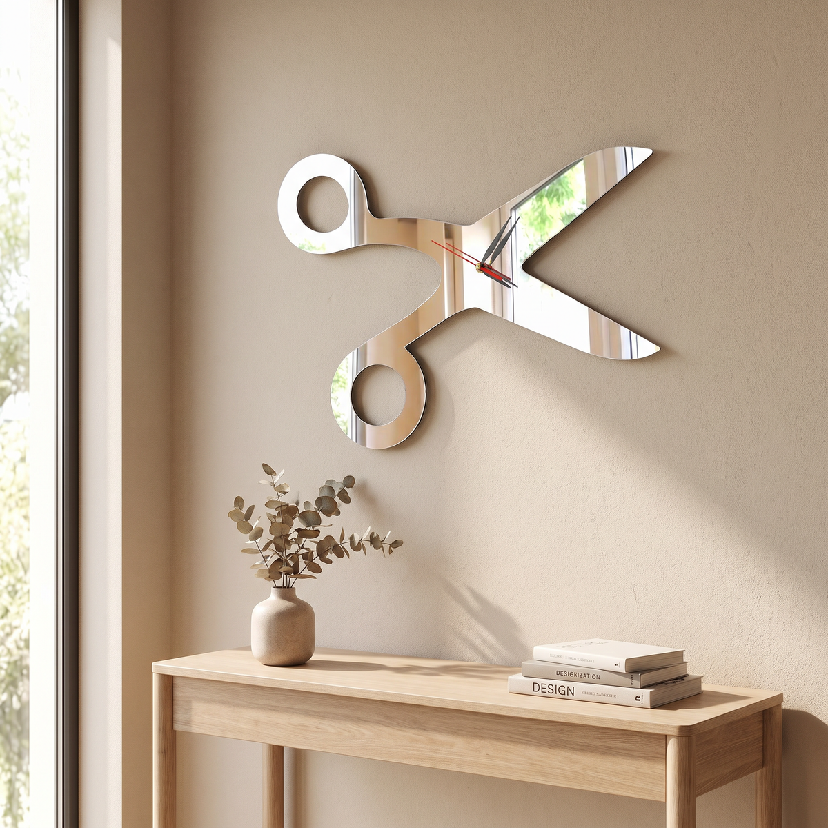 Scissors Shaped Wall Clock - Decorative Acrylic Home Decor