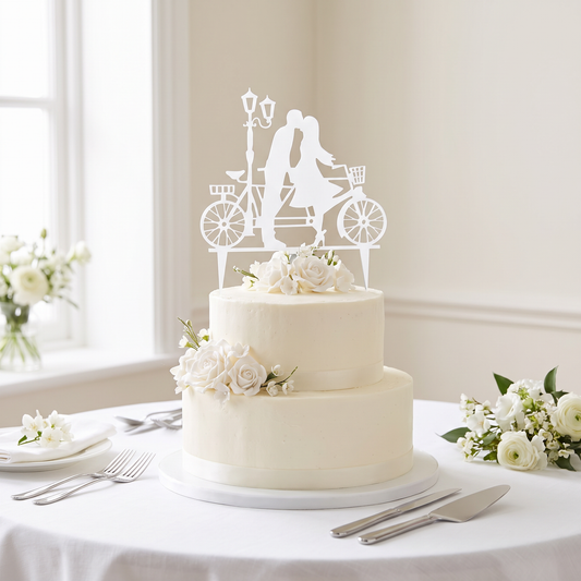 Tandem Bicycle Cake Topper for Engagement or Wedding