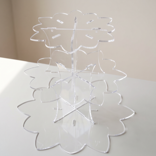 3-Tier Flower-Shaped Acrylic Cake Stand for Parties and Events