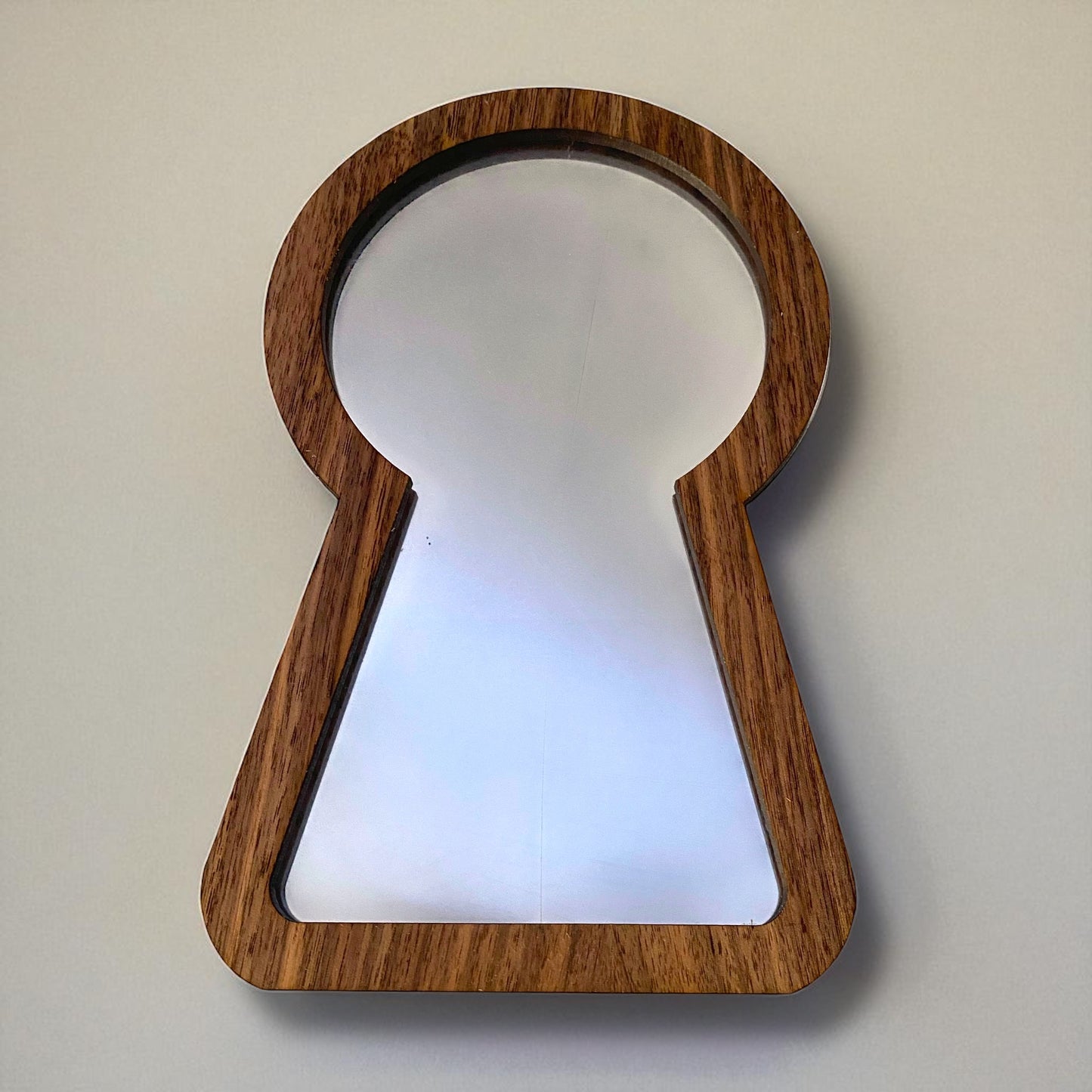 Wood Framed Keyhole Mirror