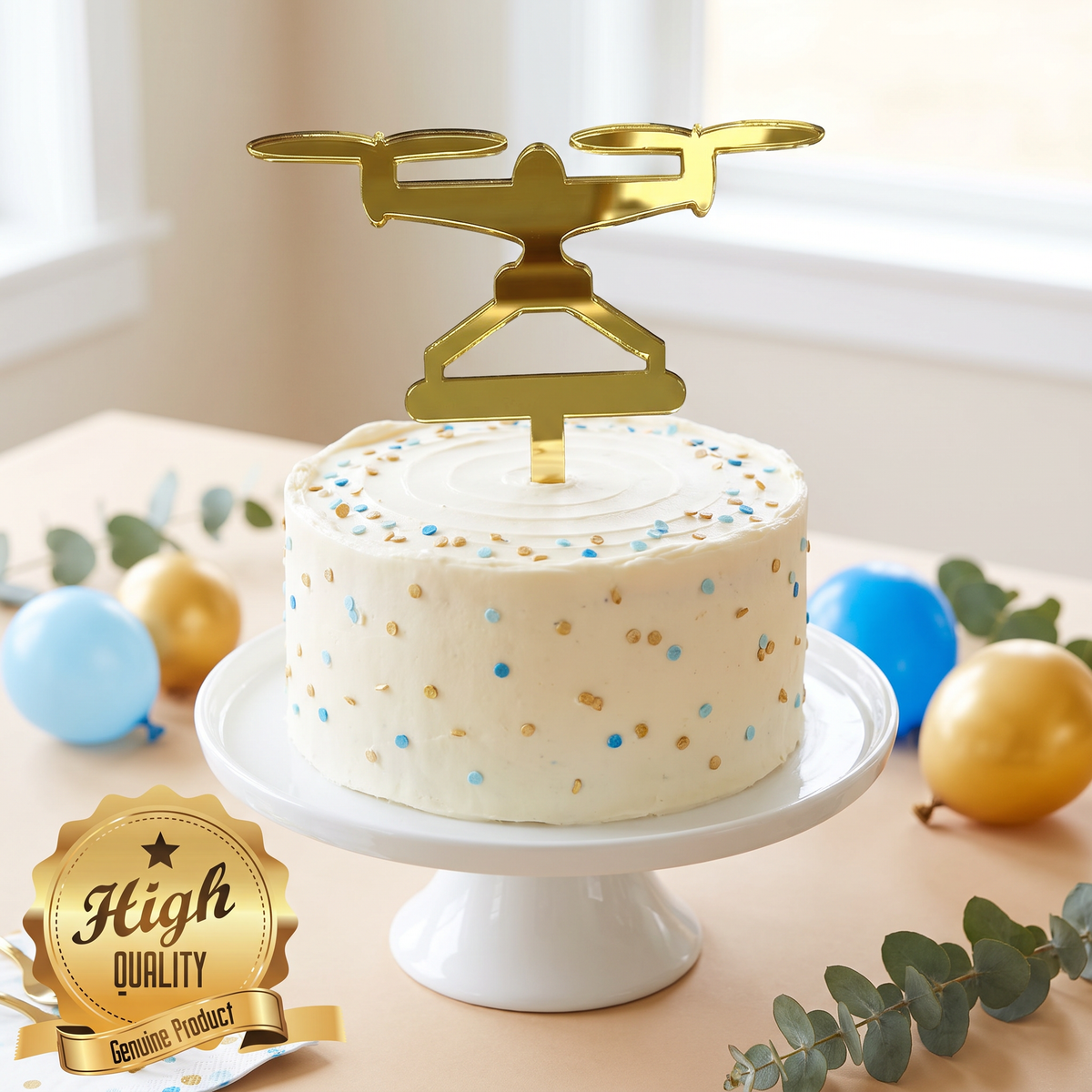 Personalized Drone Cake Topper for Birthday Party Decorations