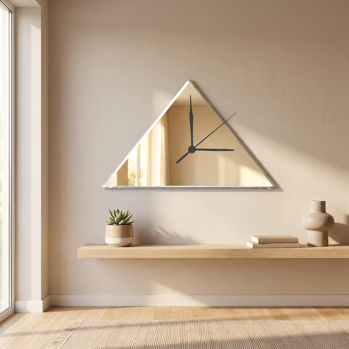 Modern Triangle Wall Clock - Minimalist Geometric Home Decor