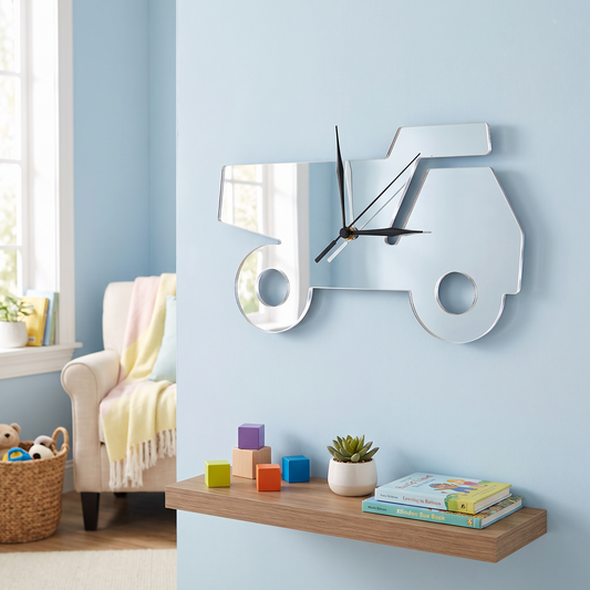 Dumper Truck Wall Clock for Kids Room, Multiple Colors