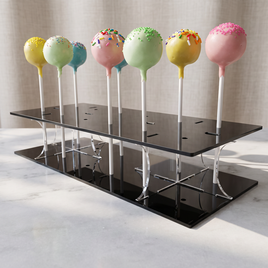 Rectangle Cake Pop Stand for 20 Lollipops - Clear Acrylic