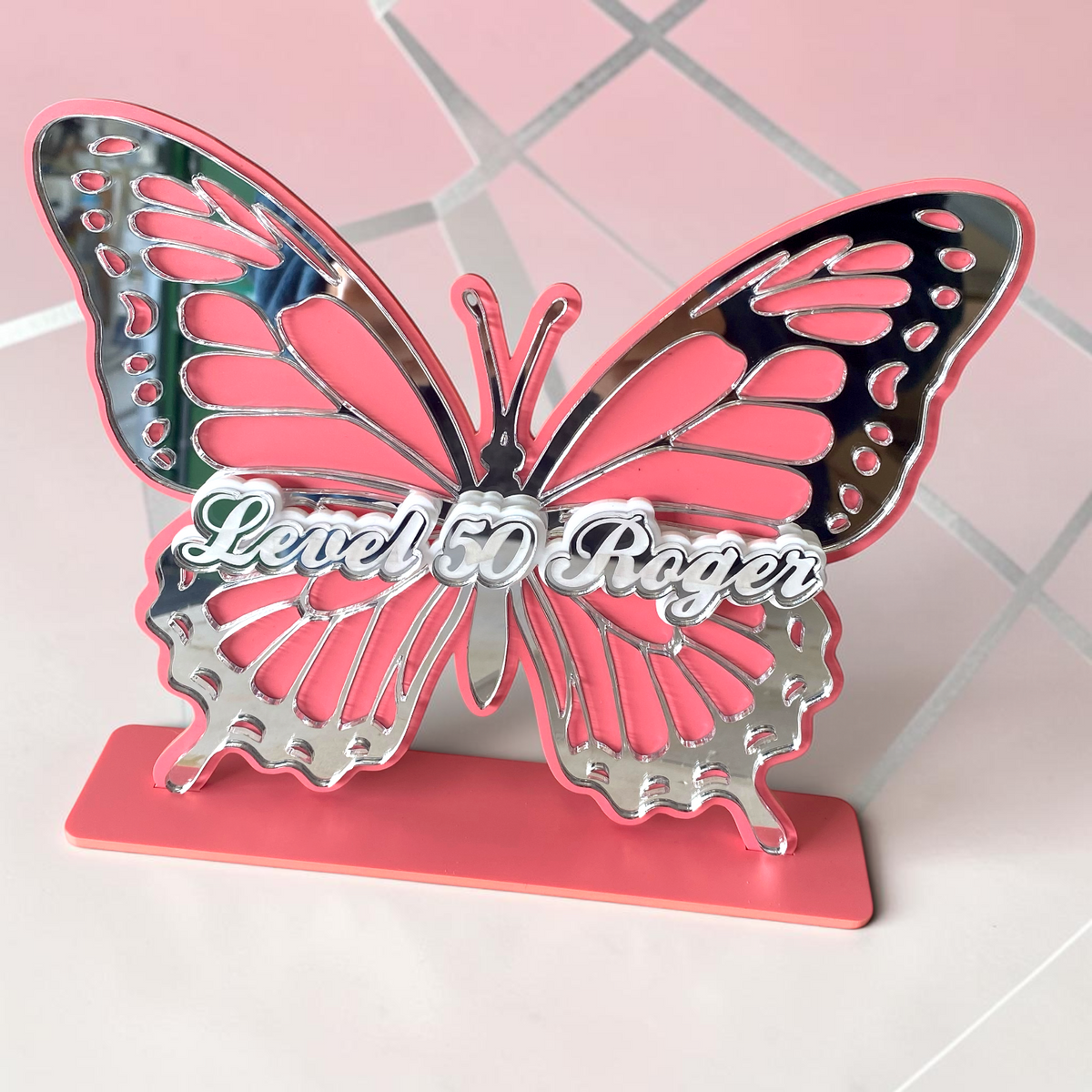 Butterfly Celebration Award / Birthday Age presentation Stand Personalized Gift