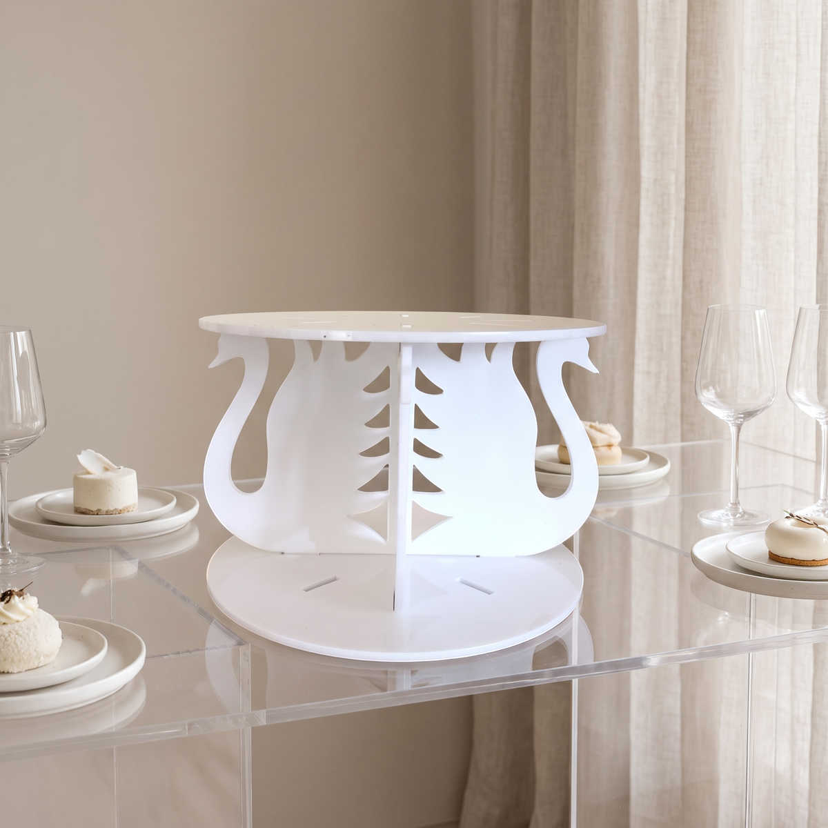 Round Acrylic Cake Stand Raiser for Display and Serving