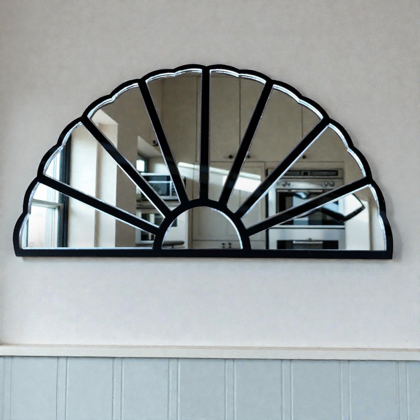 Art Deco Segmented Fan Mirror Acrylic Frame