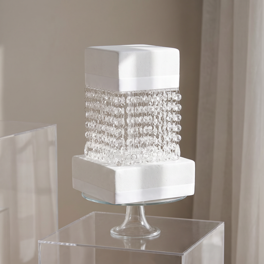 Square Acrylic Cake Separator Stand with LED Lights and Crystals