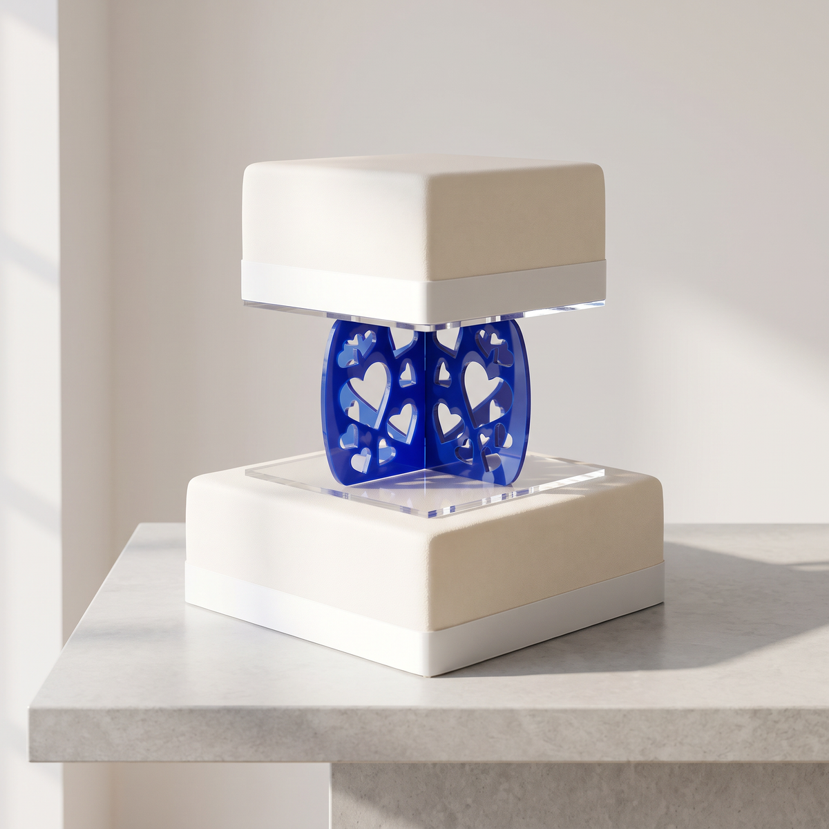 Blue Square Heart Cake Pillars for Tiered Cake Support