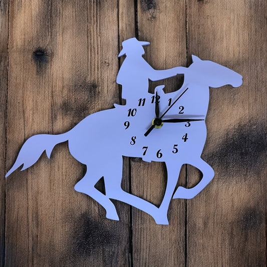 Cowboy Riding Shaped Clocks - Many Colour Choices