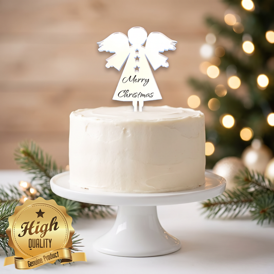 Custom Engraved Angel Christmas Cake Topper for Holiday Decor