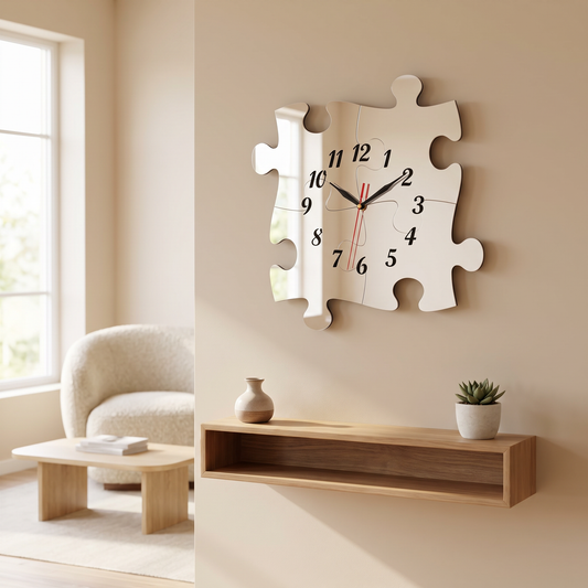 Jigsaw Puzzle Wall Clock - Customizable Colors