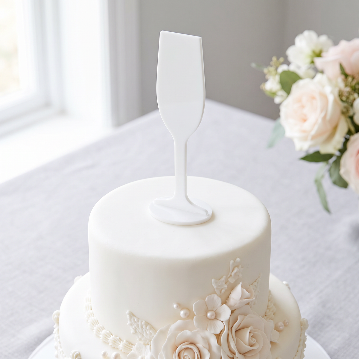 Champagne Flute Shaped Wedding Cake Topper Set