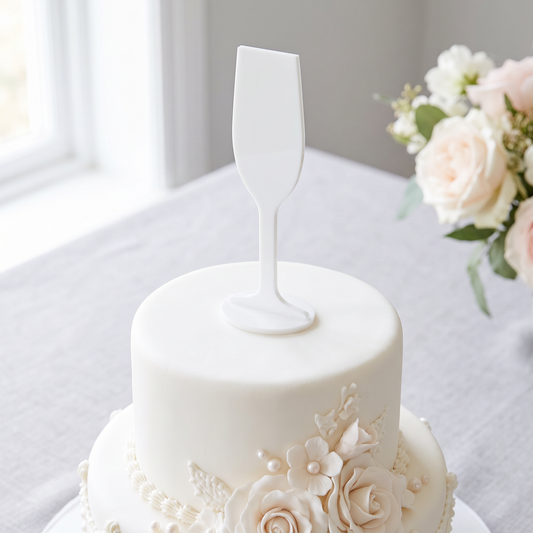 Champagne Flute Shaped Wedding Cake Topper Set