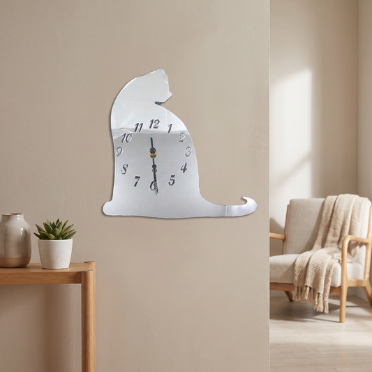 Modern Cat-Shaped Wall Clock - Silent Decorative Animal Decor