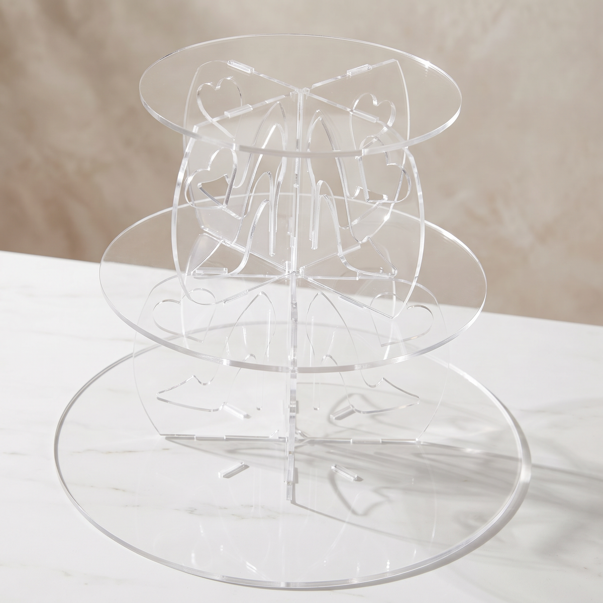 3-Tier Round Cake Stand with Heart and High Heel Design