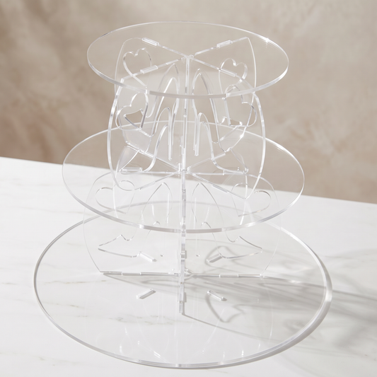 3-Tier Round Cake Stand with Heart and High Heel Design