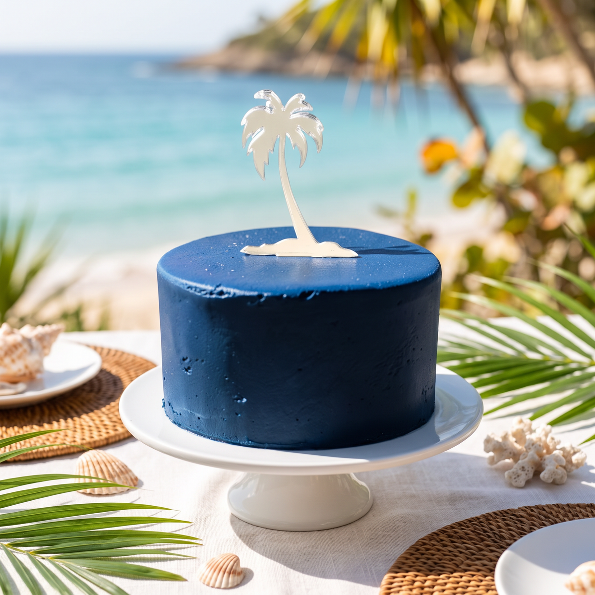Tropical Palm Tree Cake Toppers for Beach Theme Party Decor