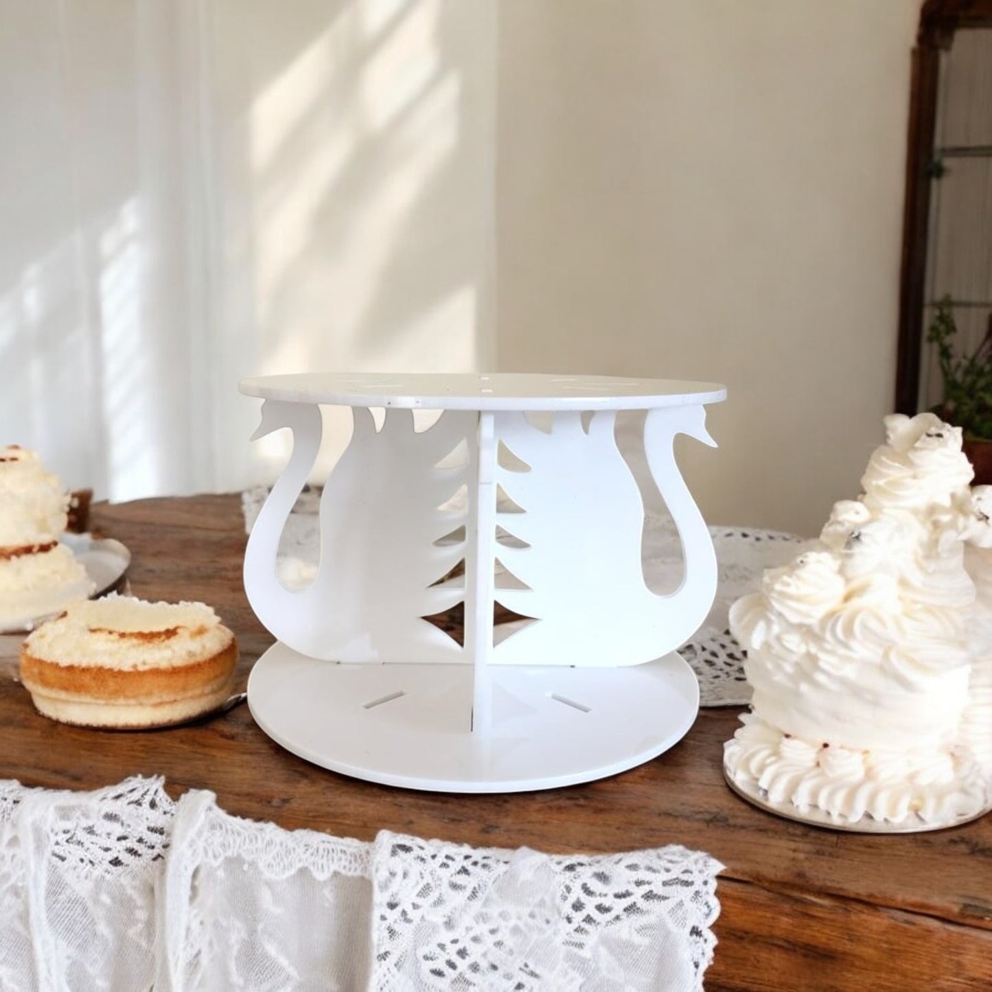 Swan Round Cake Raiser Stands