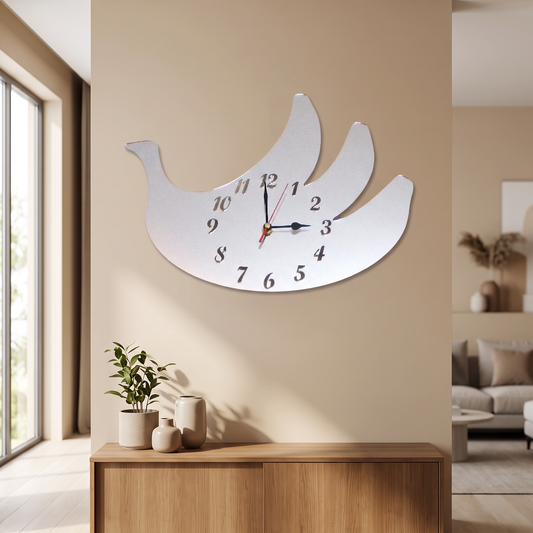 Banana Shaped Wall Clock - Decorative Fruit Design