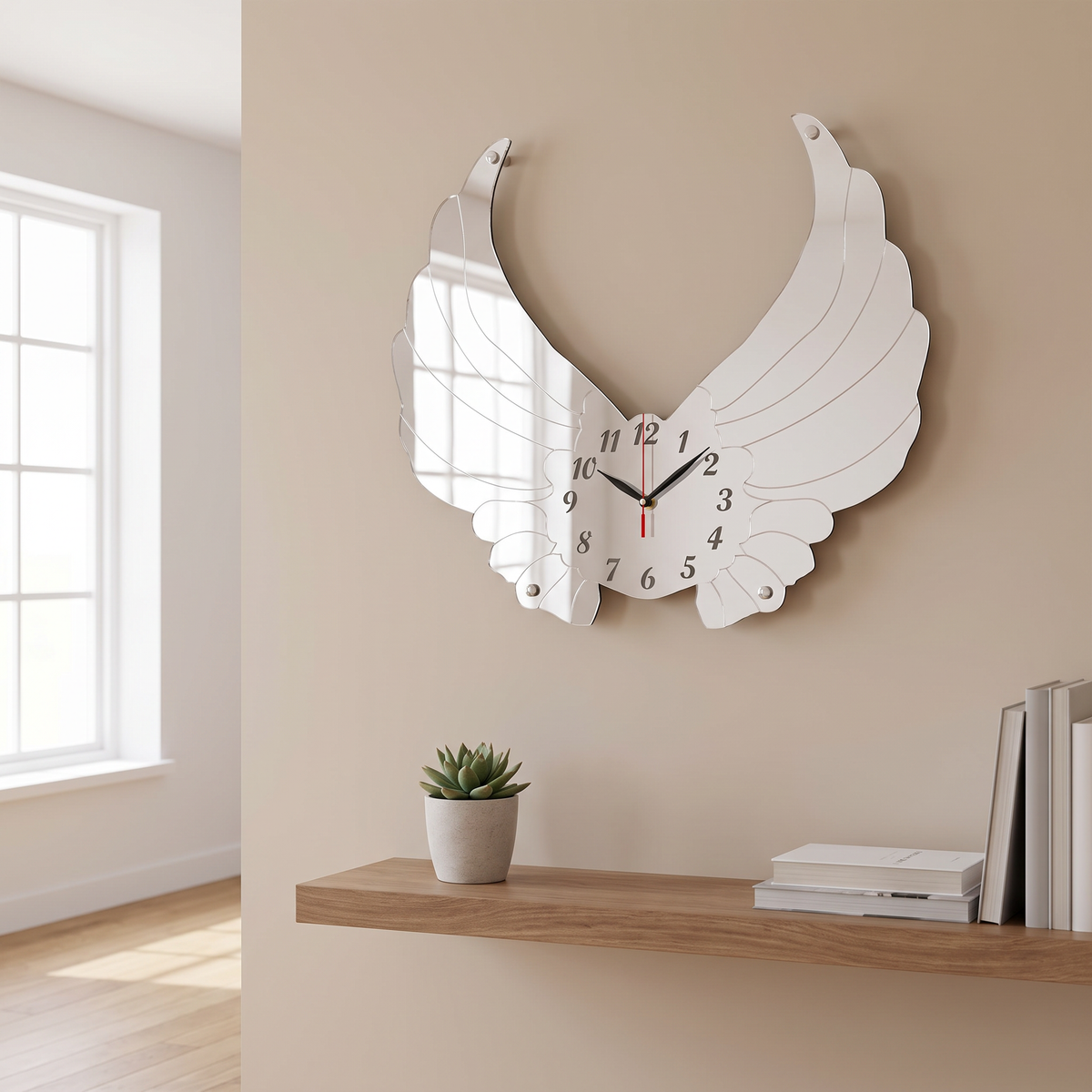 Angel Wing Wall Clock Decorative Resin Home Decor