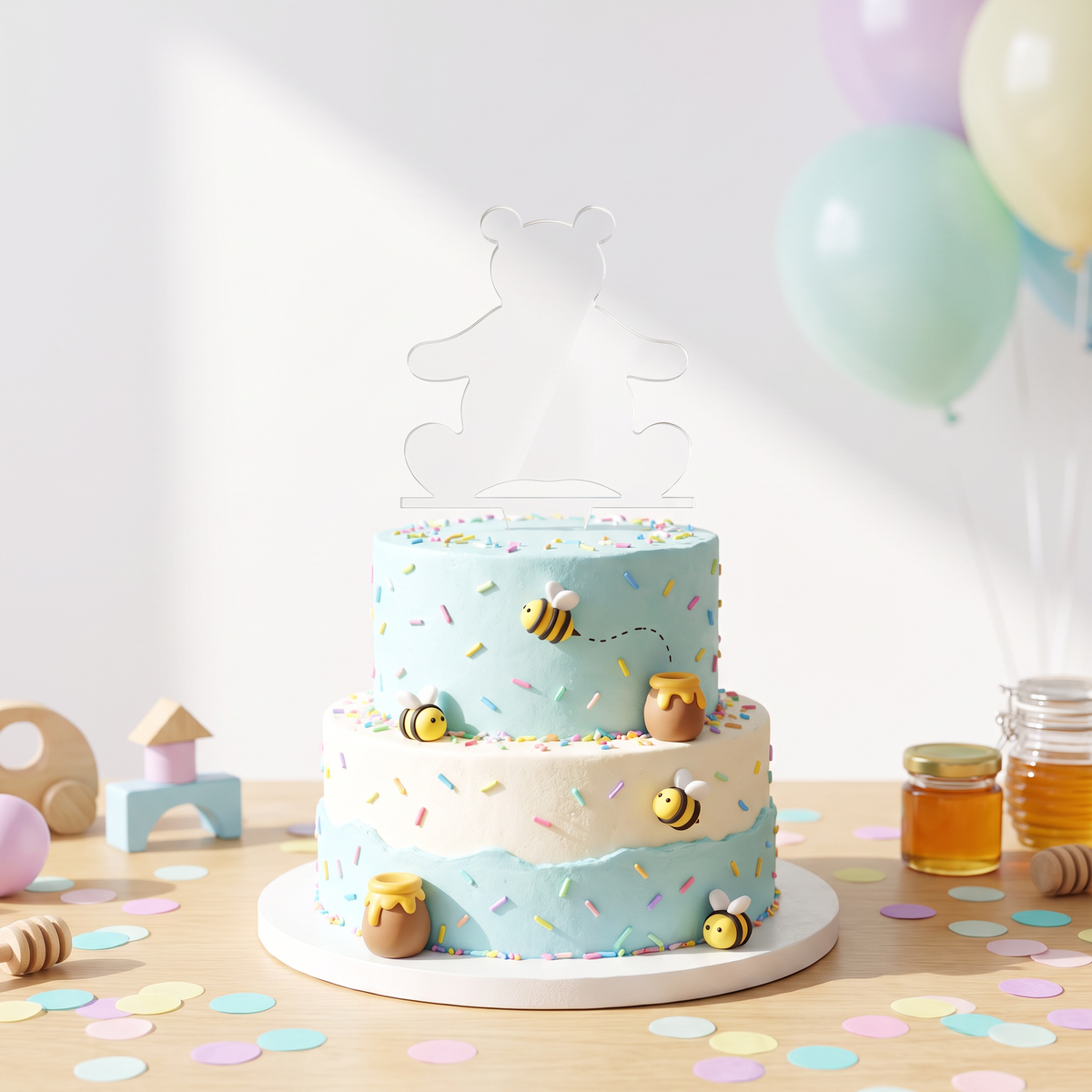 Custom Recycled Bear Cake Topper for Birthdays and Parties