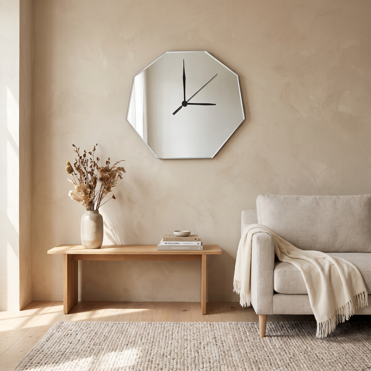 Octagon Wall Clock, Modern Geometric Decor